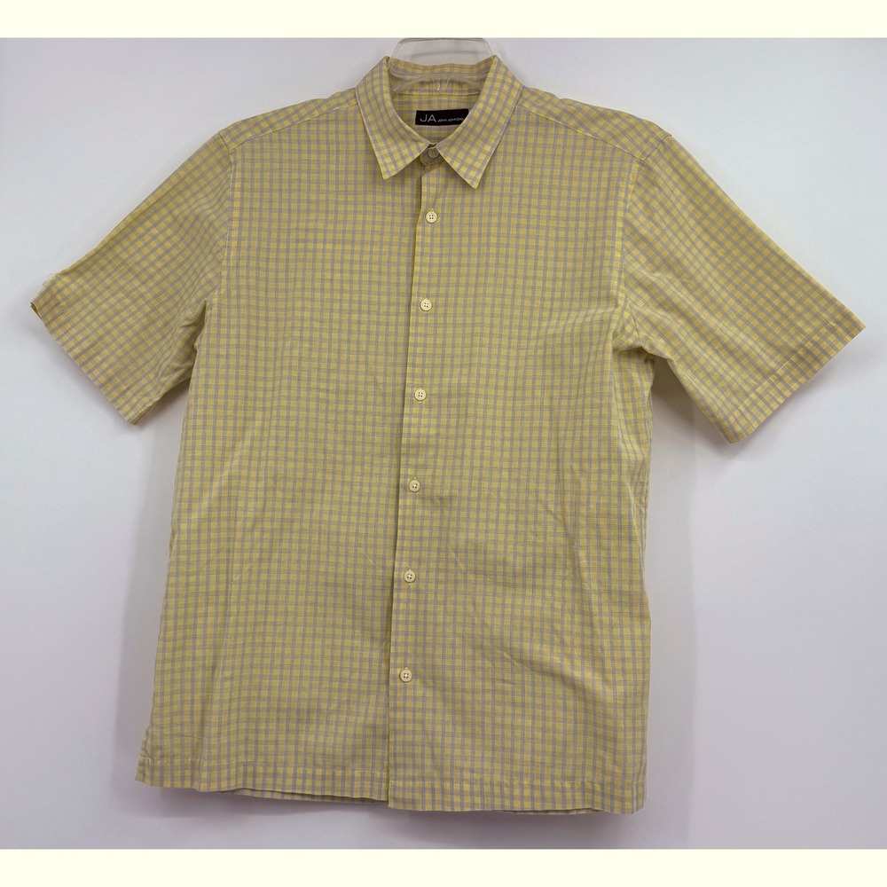 John Ashford Men M Check Print Camp Bowling Button Down Casual Boxy Shirt Preppy